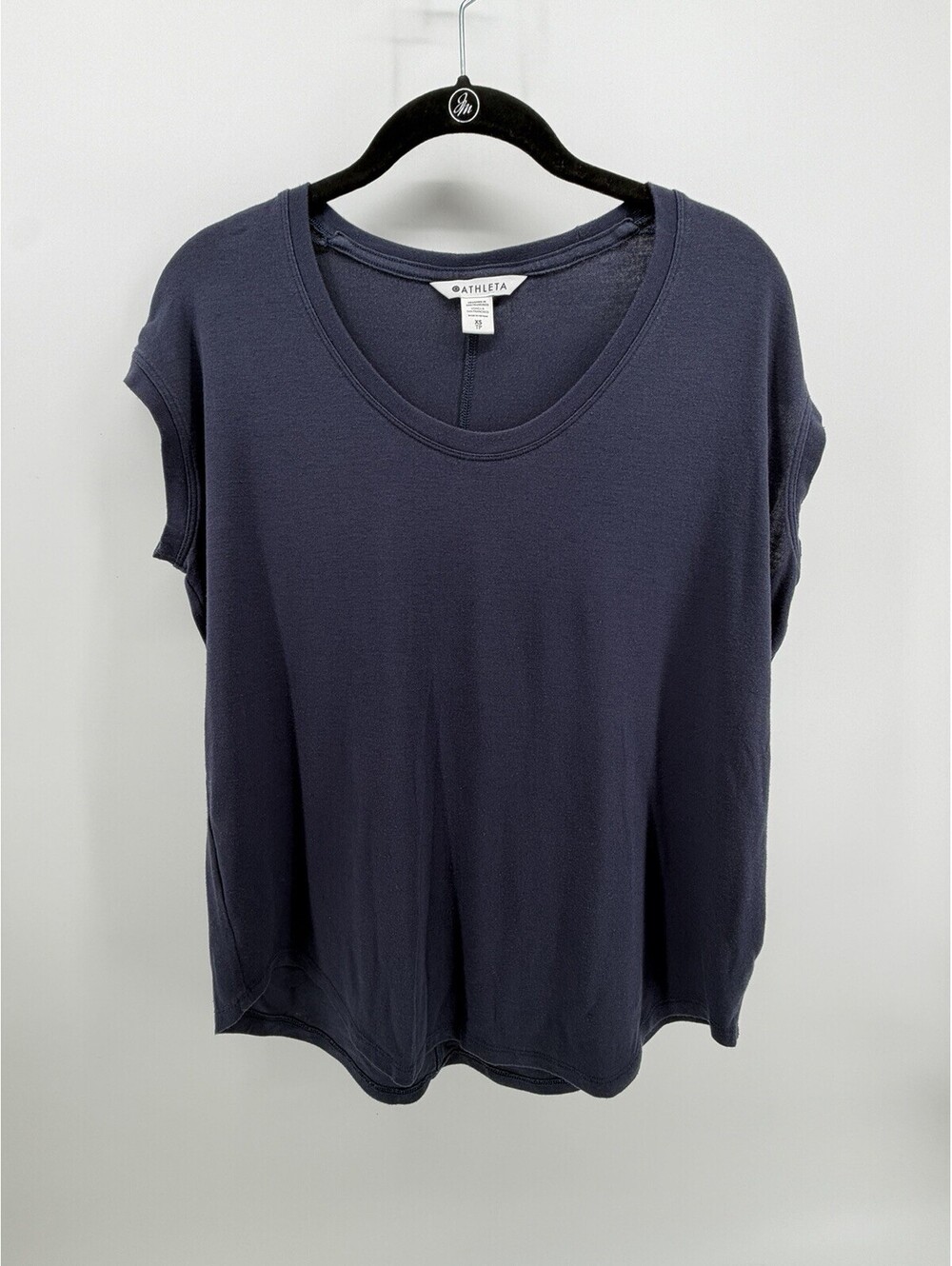 Athleta Women’s XS Navy Blue Relaxed Scoop Neck Cap Sleeve Top